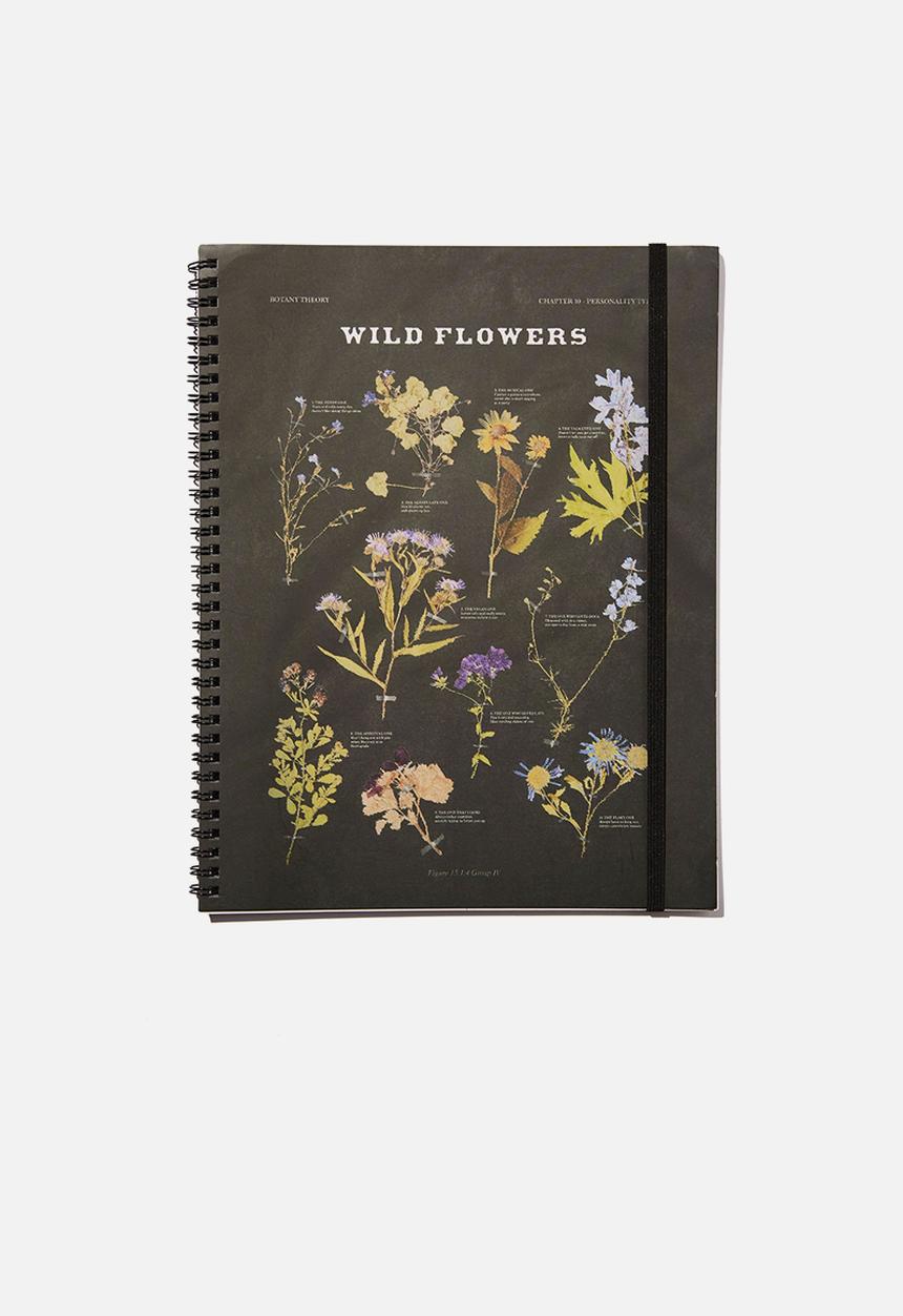 Typo - A4 spinout notebook recycled - dark wild flowers