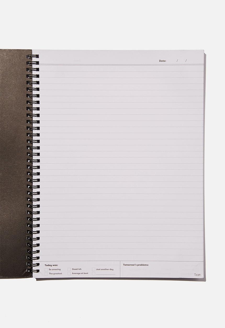 Typo - A4 spinout notebook recycled-black/white unimportant thoughts