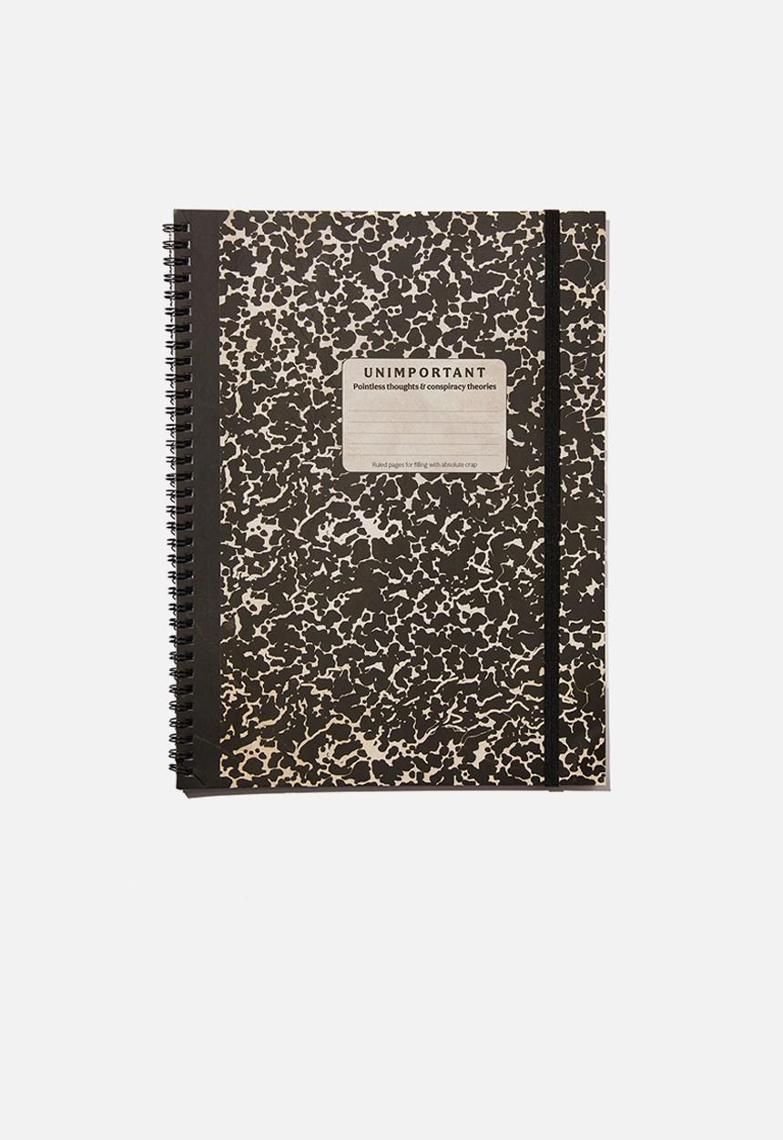 Typo - A4 spinout notebook recycled-black/white unimportant thoughts