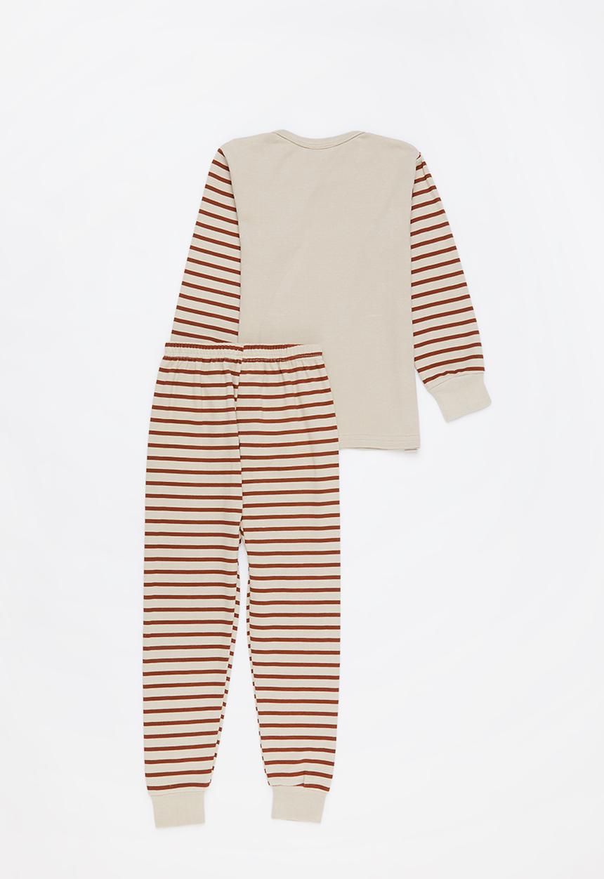 Pop Candy - Stripe dino pj set - brown