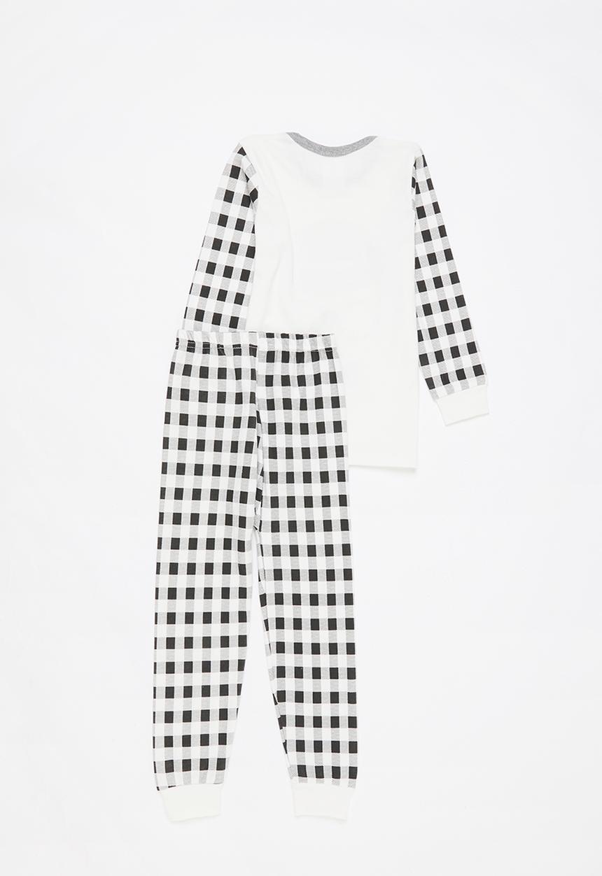 Pop Candy - Boys check pj set - white & black