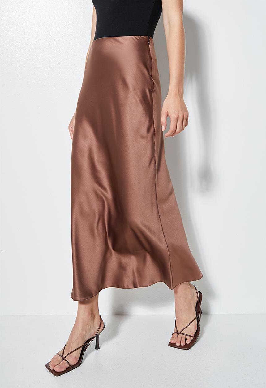 Superbalist - Long midi slip skirt - choc