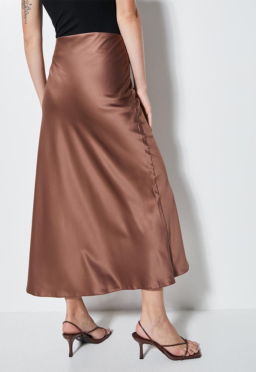 Superbalist - Long midi slip skirt - choc
