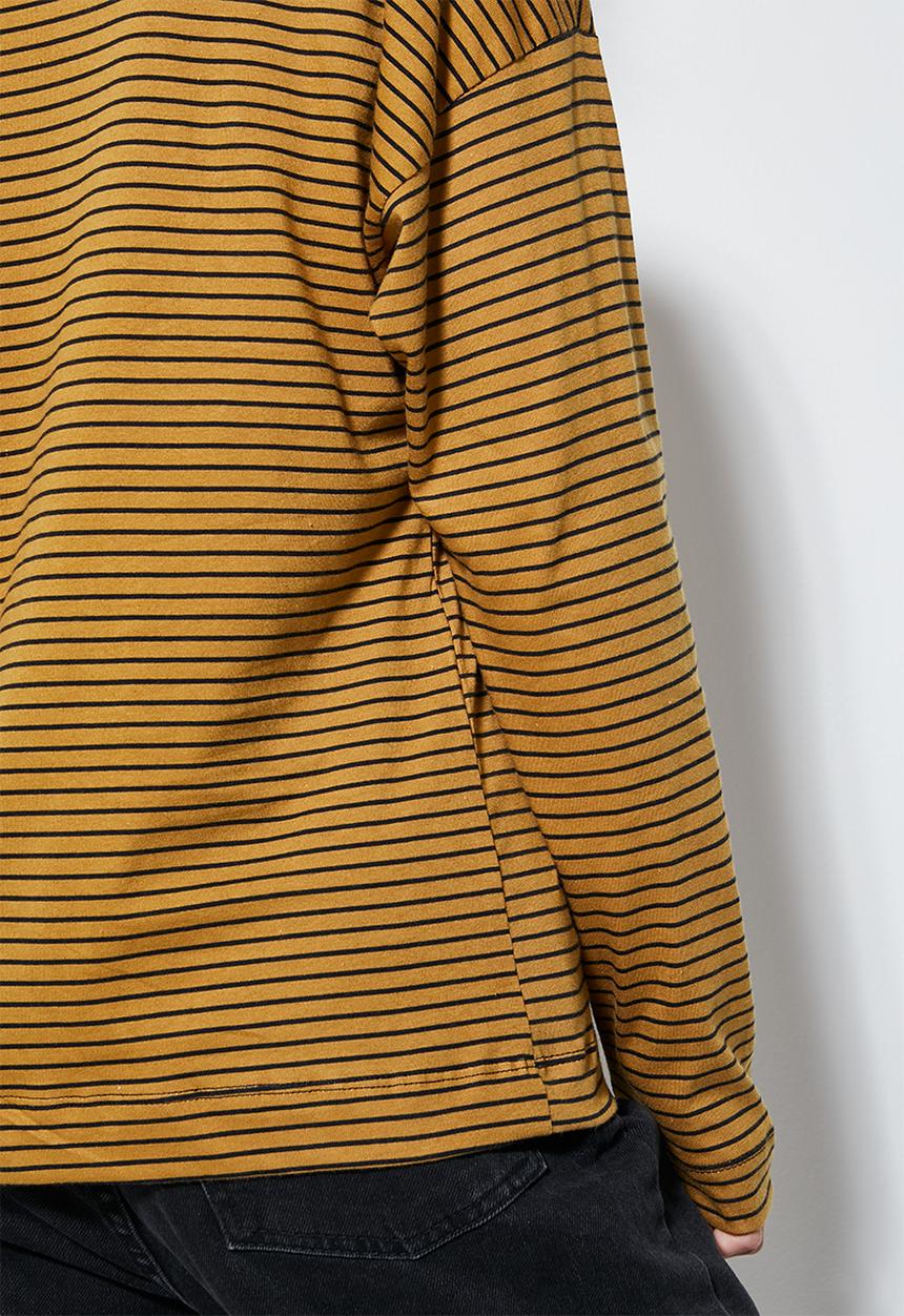 Superbalist - Striped funnel neck tees - tobacco & black stripe