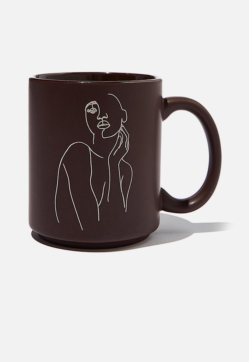 Typo - Daily mug - line art head turn - brown 