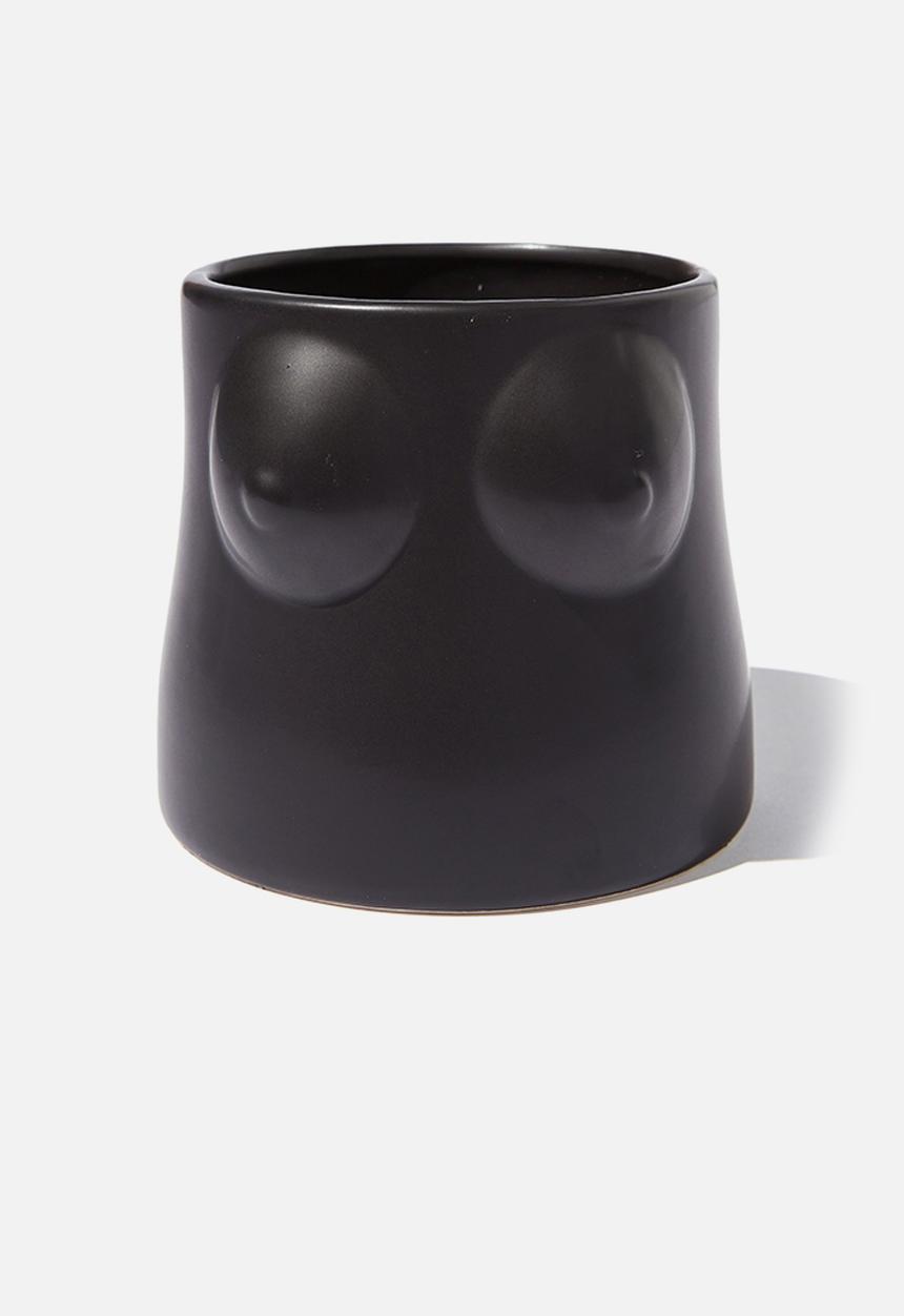 Typo - Midi shaped planter-matte black boobs!