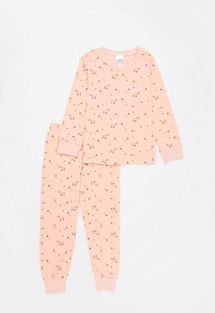 Pop Candy - Girls printed pj set - peach
