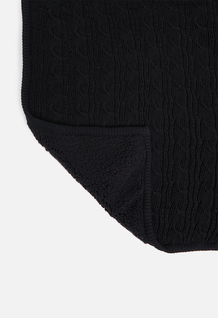 Sixth Floor - Knitted sherpa throw - black