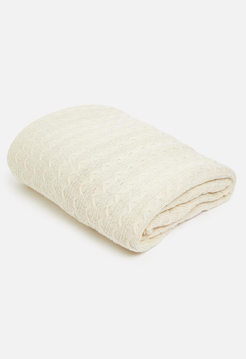 Sixth Floor - Knitted sherpa throw - natural/grey