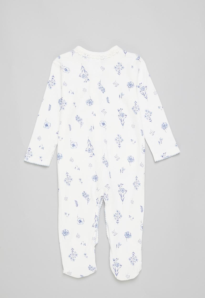 Pop Candy - Printed babygrow - white & blue 