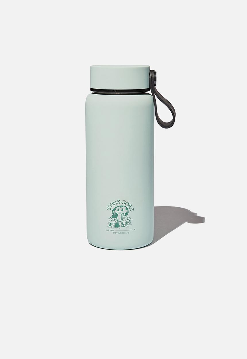 Typo - On the move metal drink bottle 350ml - take care - blue