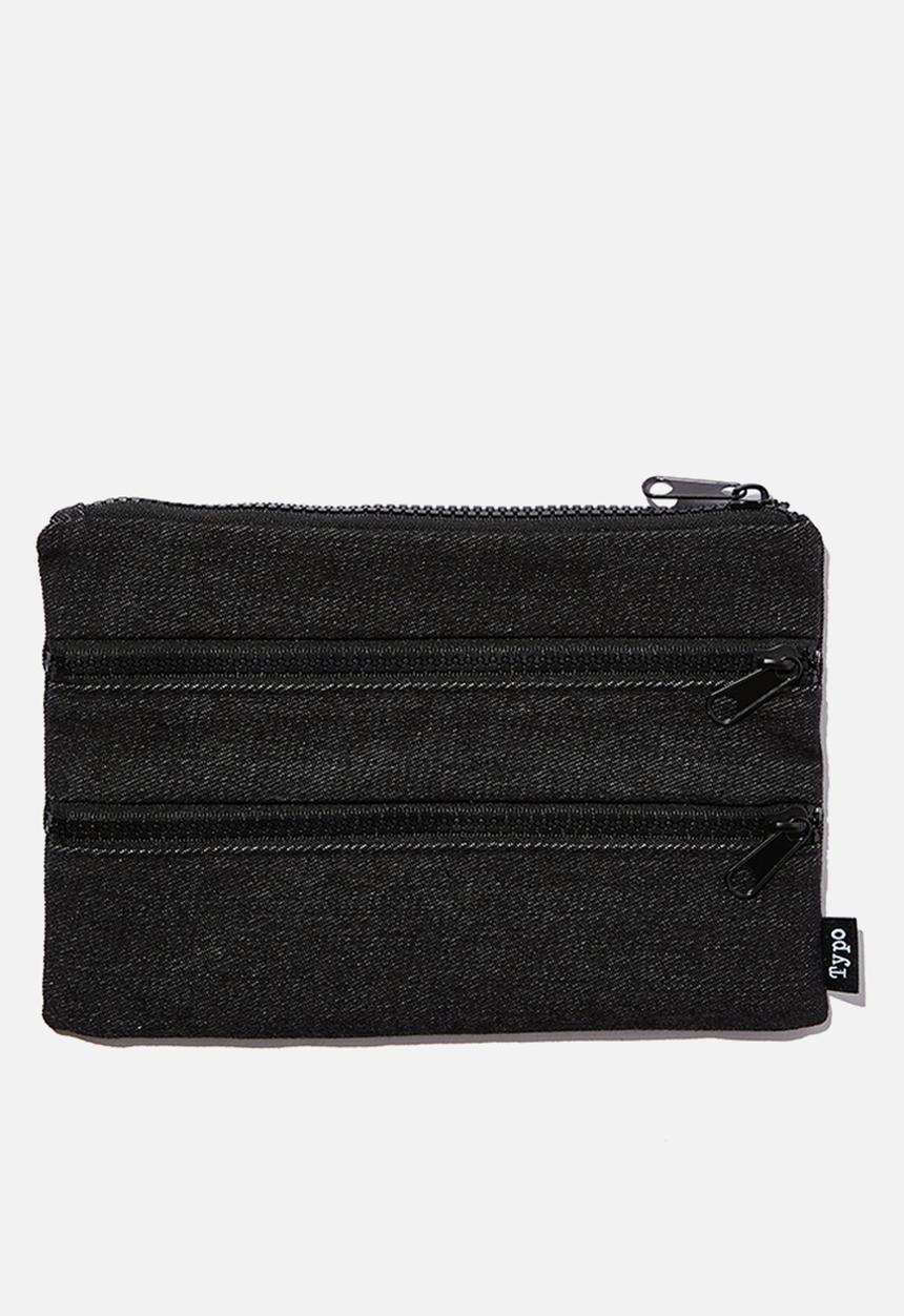 Typo - Double campus pencil case - washed black denim