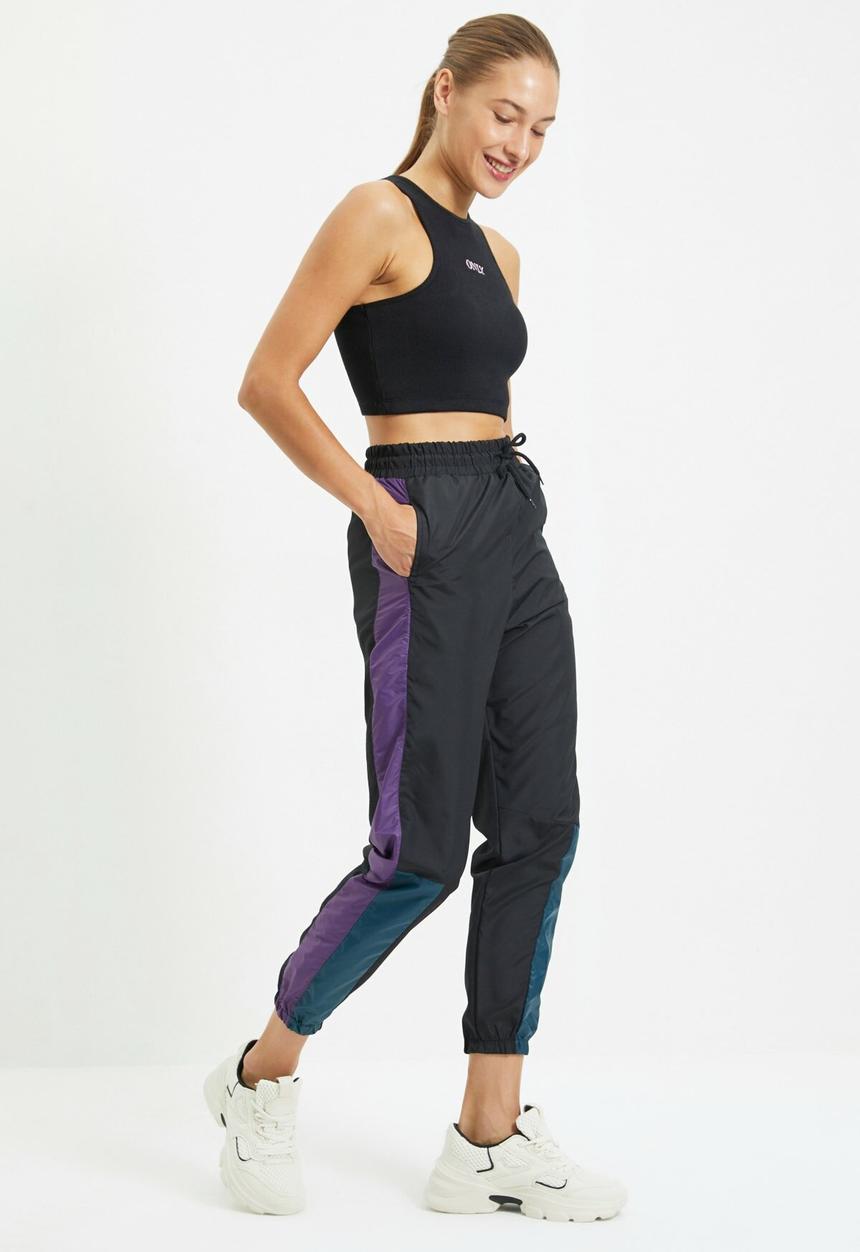 Trendyol - Color block sports sweatpants - black