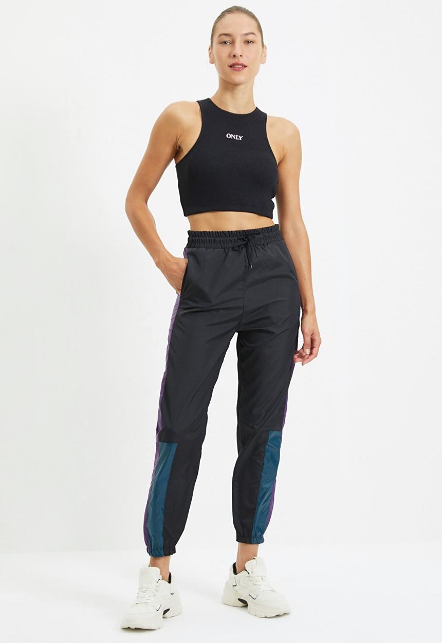 Trendyol - Color block sports sweatpants - black