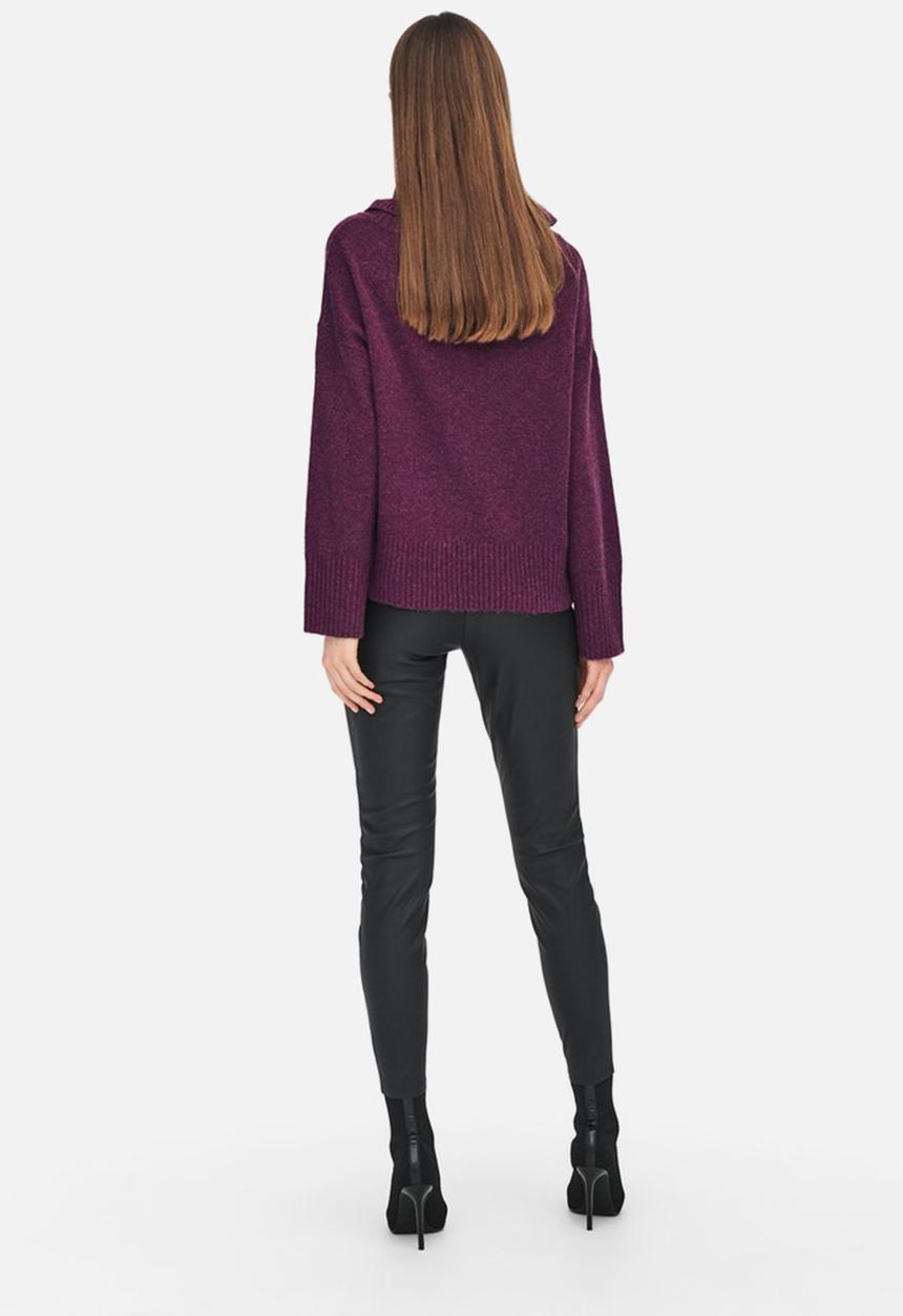 Jacqueline de Yong - Rue malene long sleeve cowlneck pullover - grape wine 