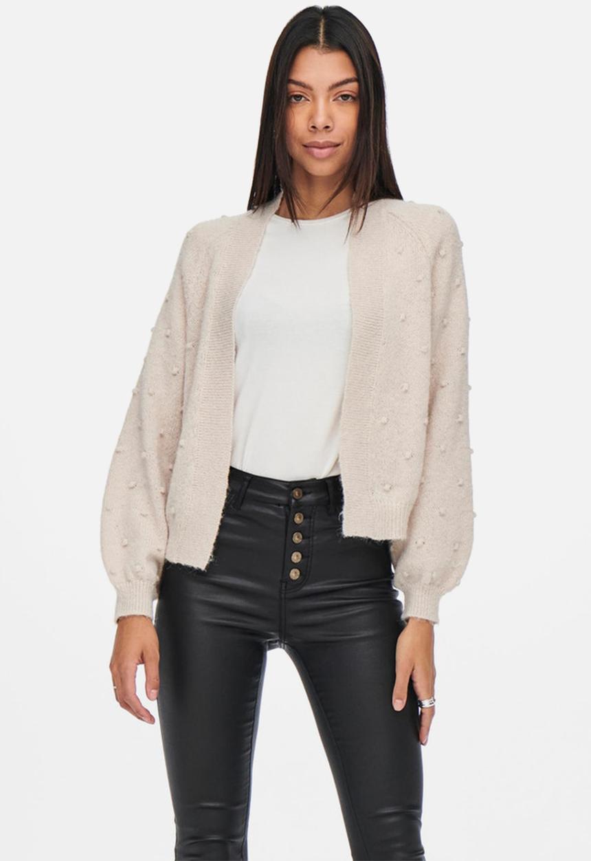 Jacqueline de Yong - Sigrid life long sleeve dot cardigan - cement