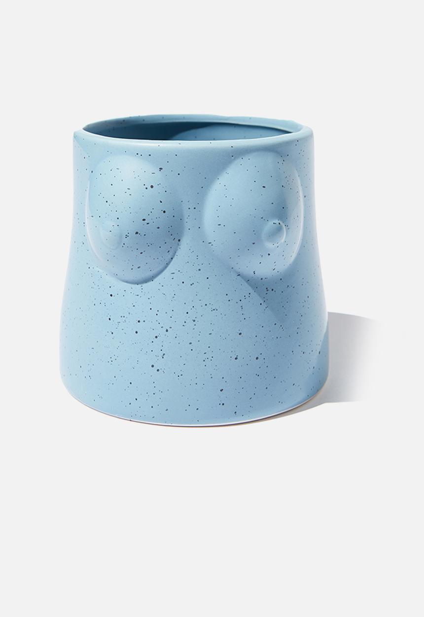 Typo - Midi shaped planter - dusty blue boobs!