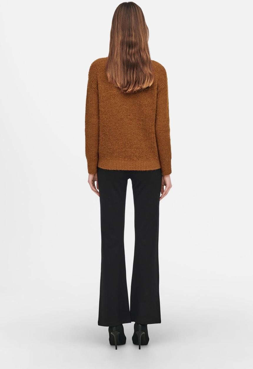 Jacqueline de Yong - Sigrid life long sleeve zip pullover knit - tan