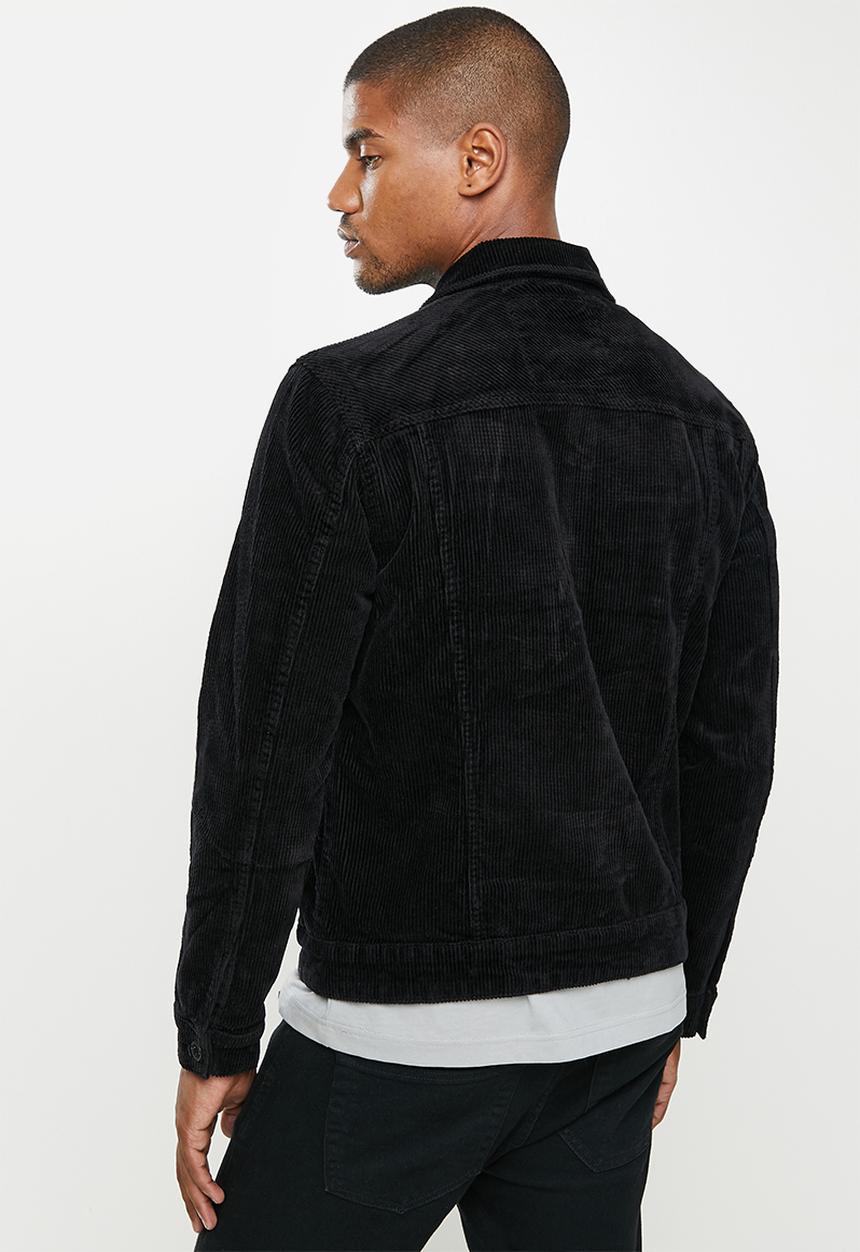 Only & Sons - Coin corduroy trucker jacket - black