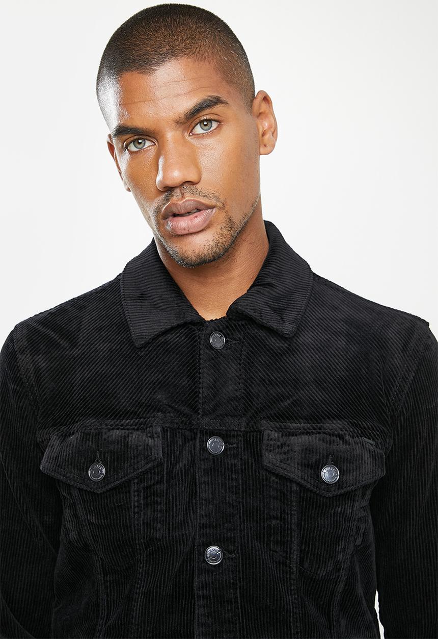 Only & Sons - Coin corduroy trucker jacket - black