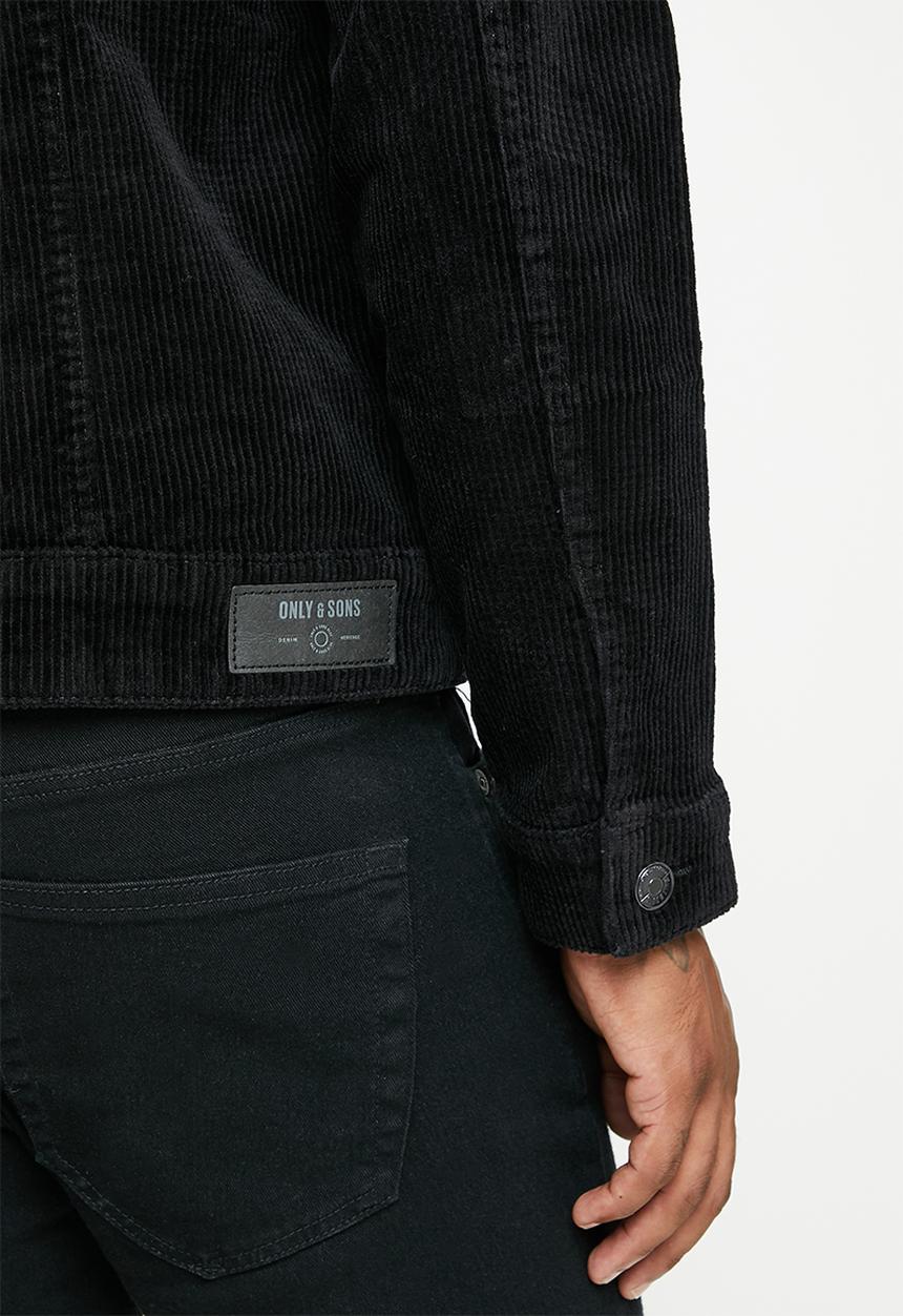 Only & Sons - Coin corduroy trucker jacket - black