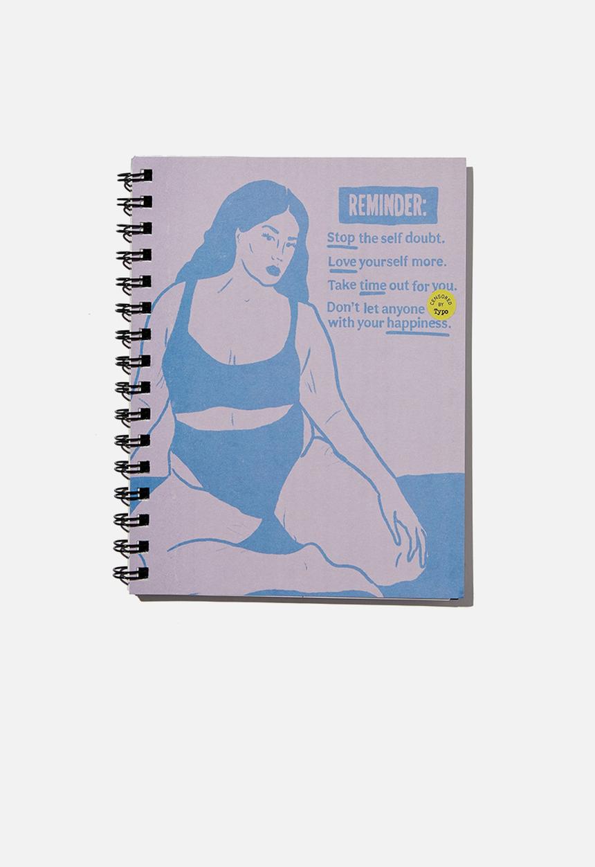 Typo - A5 campus notebook recycled-rg reminder stop the self doubt girl illo!!