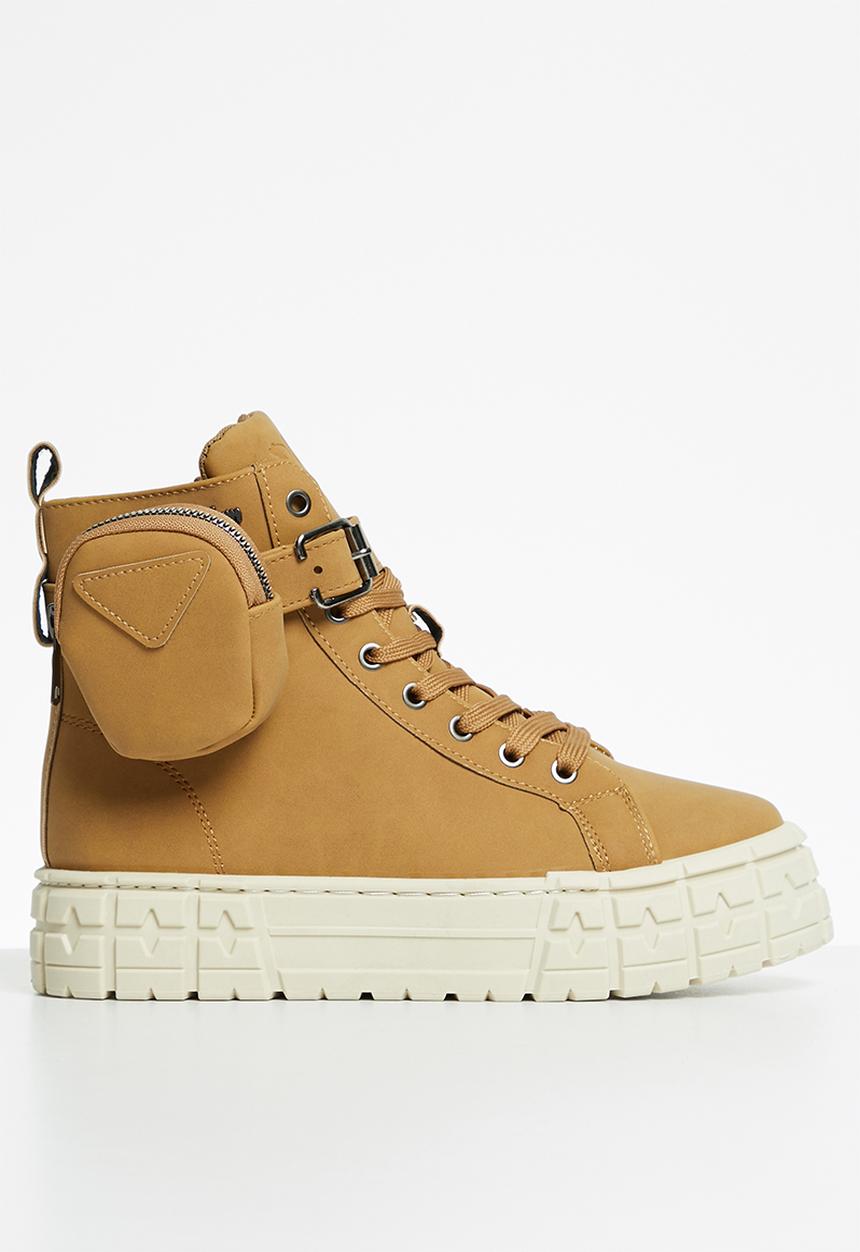 Plum - Skysen chunky lace-up boot - tan