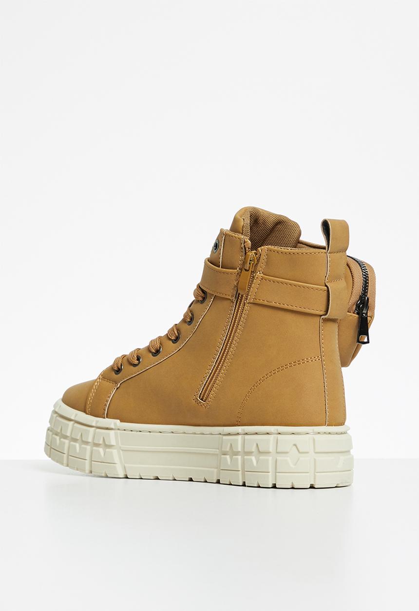 Plum - Skysen chunky lace-up boot - tan