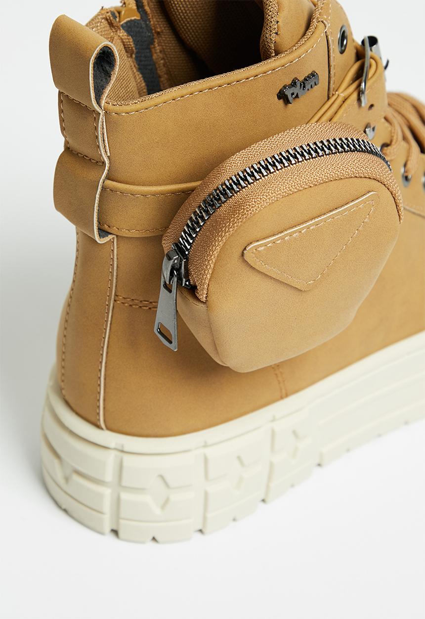 Plum - Skysen chunky lace-up boot - tan