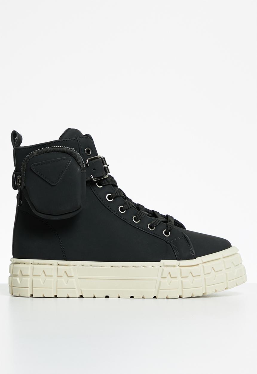 Plum - Skysen chunky lace-up boot - black