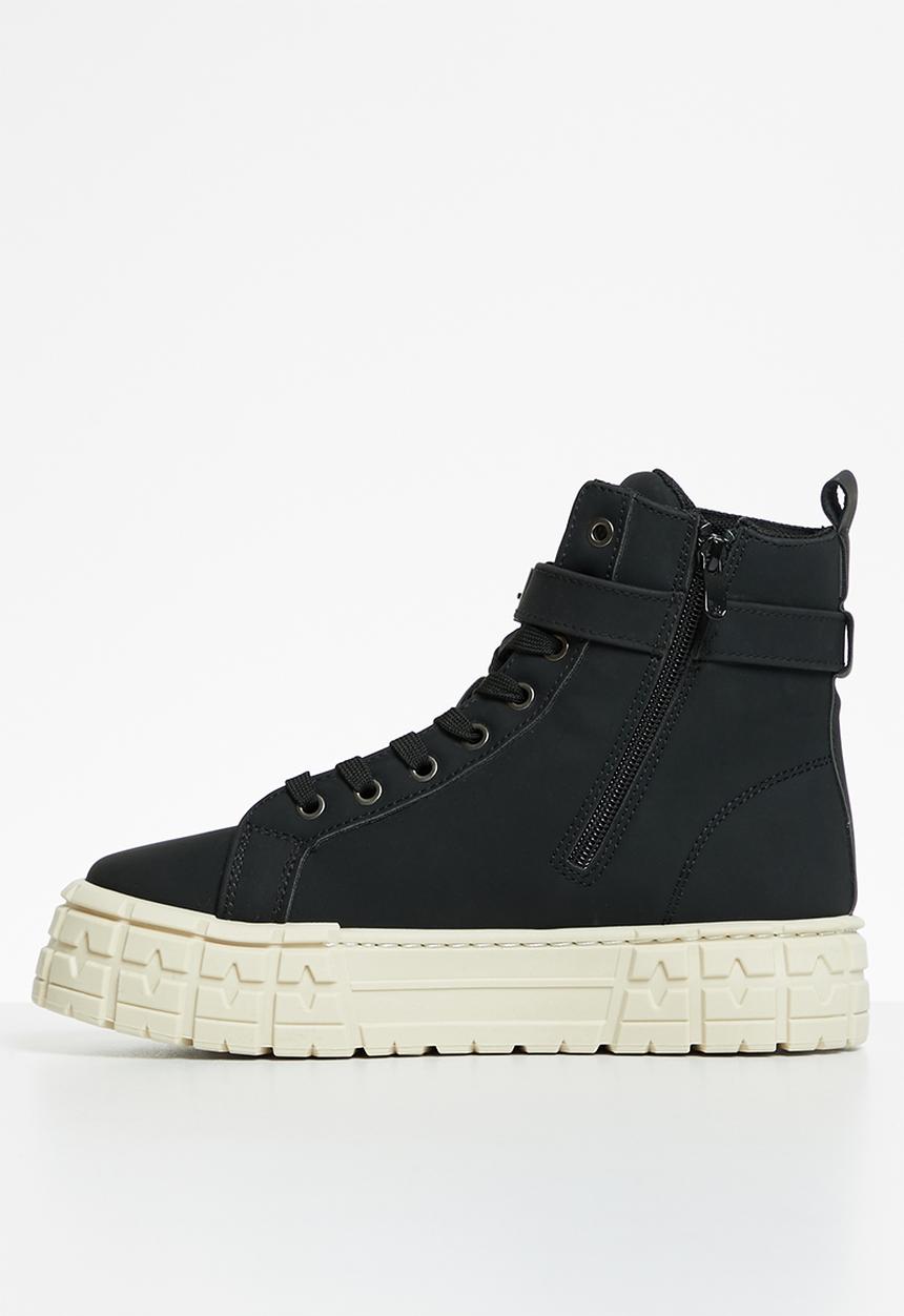 Plum - Skysen chunky lace-up boot - black