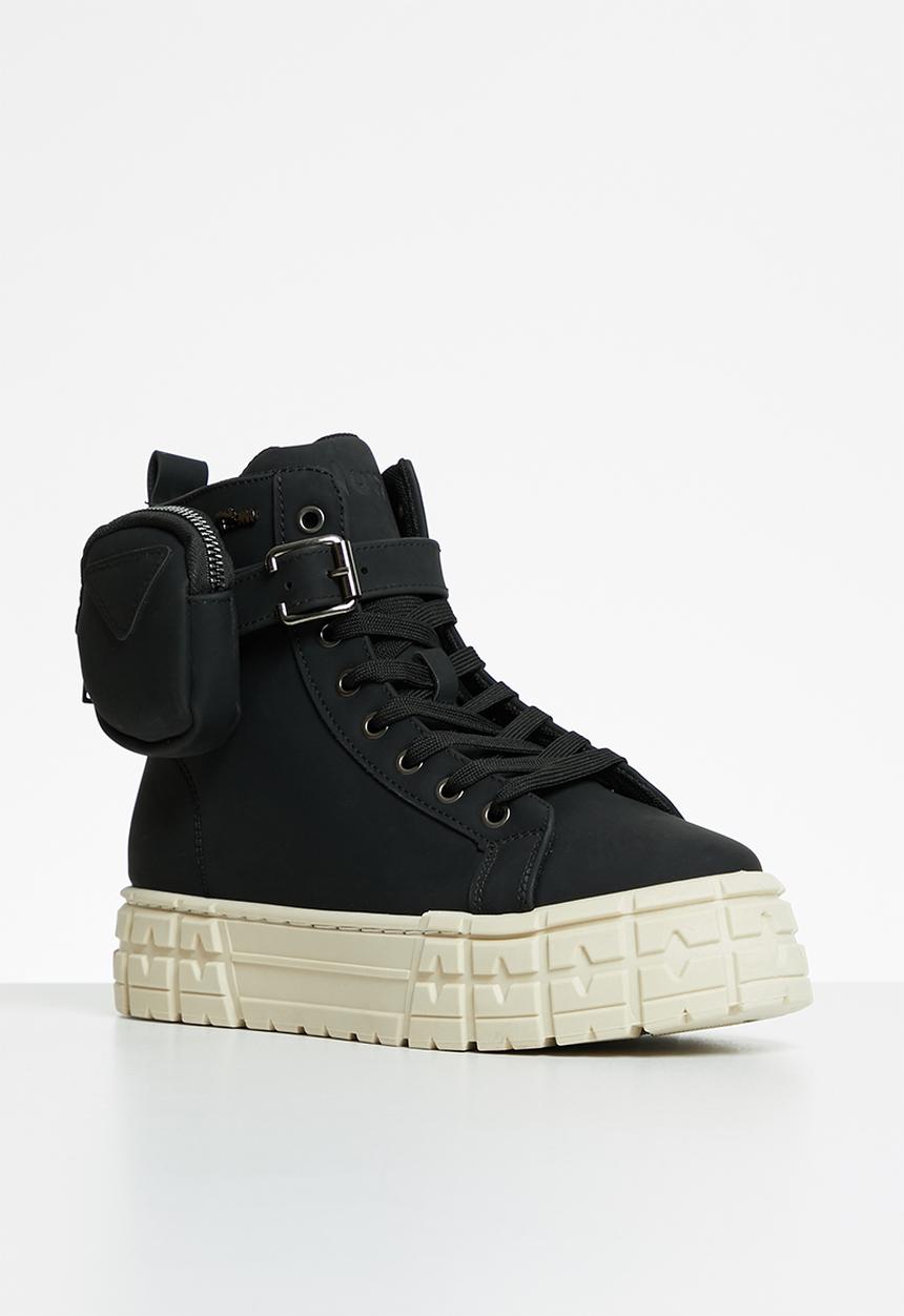 Plum - Skysen chunky lace-up boot - black