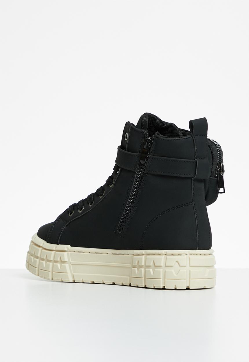 Plum - Skysen chunky lace-up boot - black