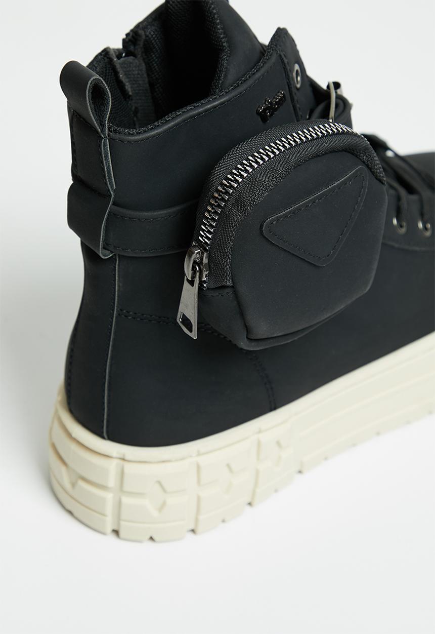 Plum - Skysen chunky lace-up boot - black