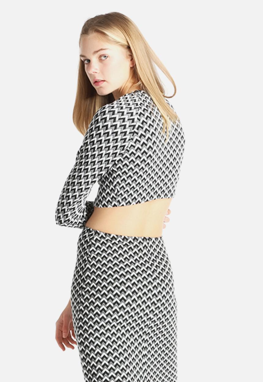 American Apparel - Long Sleeve Crop Jacquard Crop Top