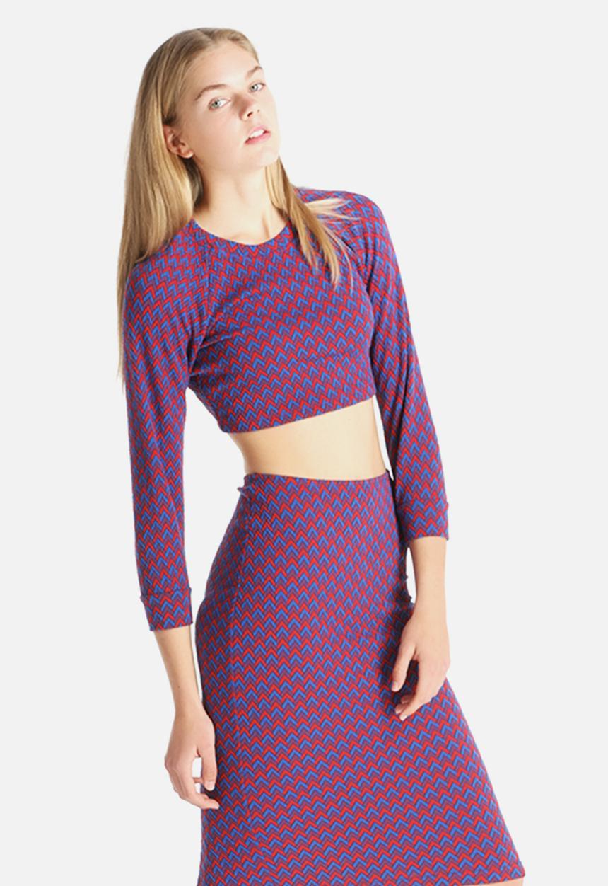 American Apparel - Long Sleeve Crop Jacquard Crop Top