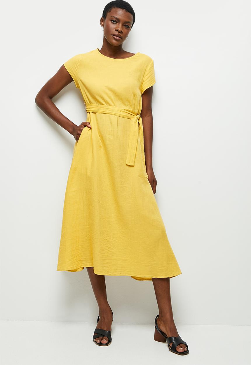 edit - Cotton pocket tunic dress - yellow