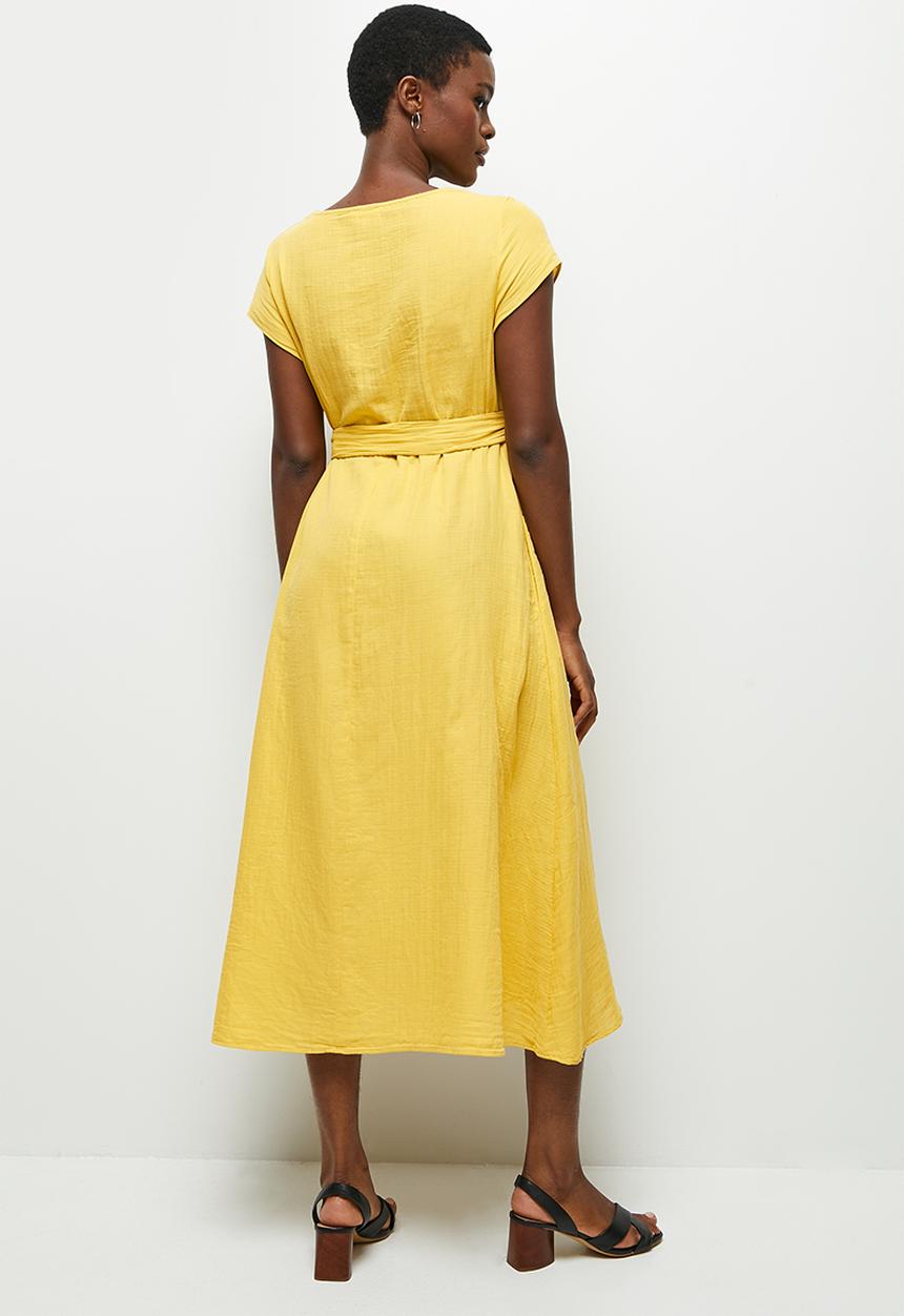 edit - Cotton pocket tunic dress - yellow