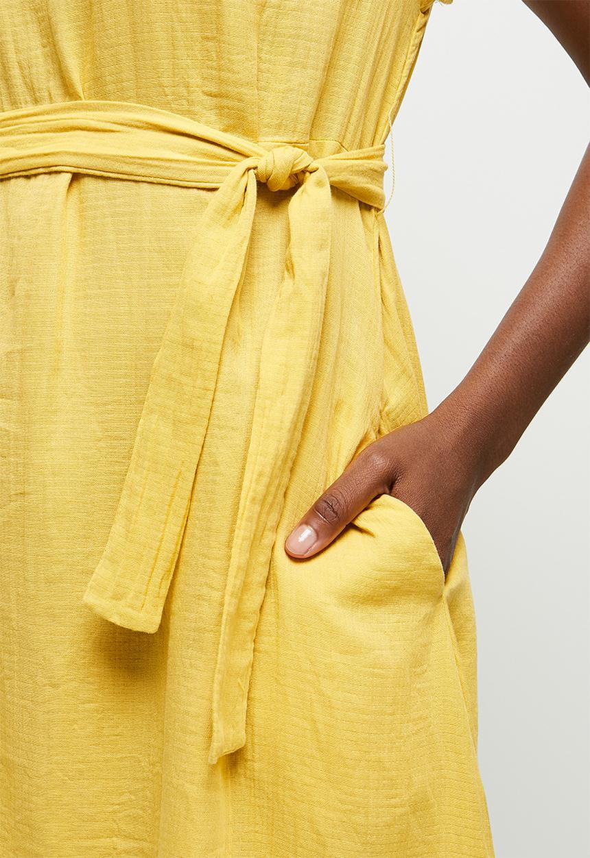 edit - Cotton pocket tunic dress - yellow