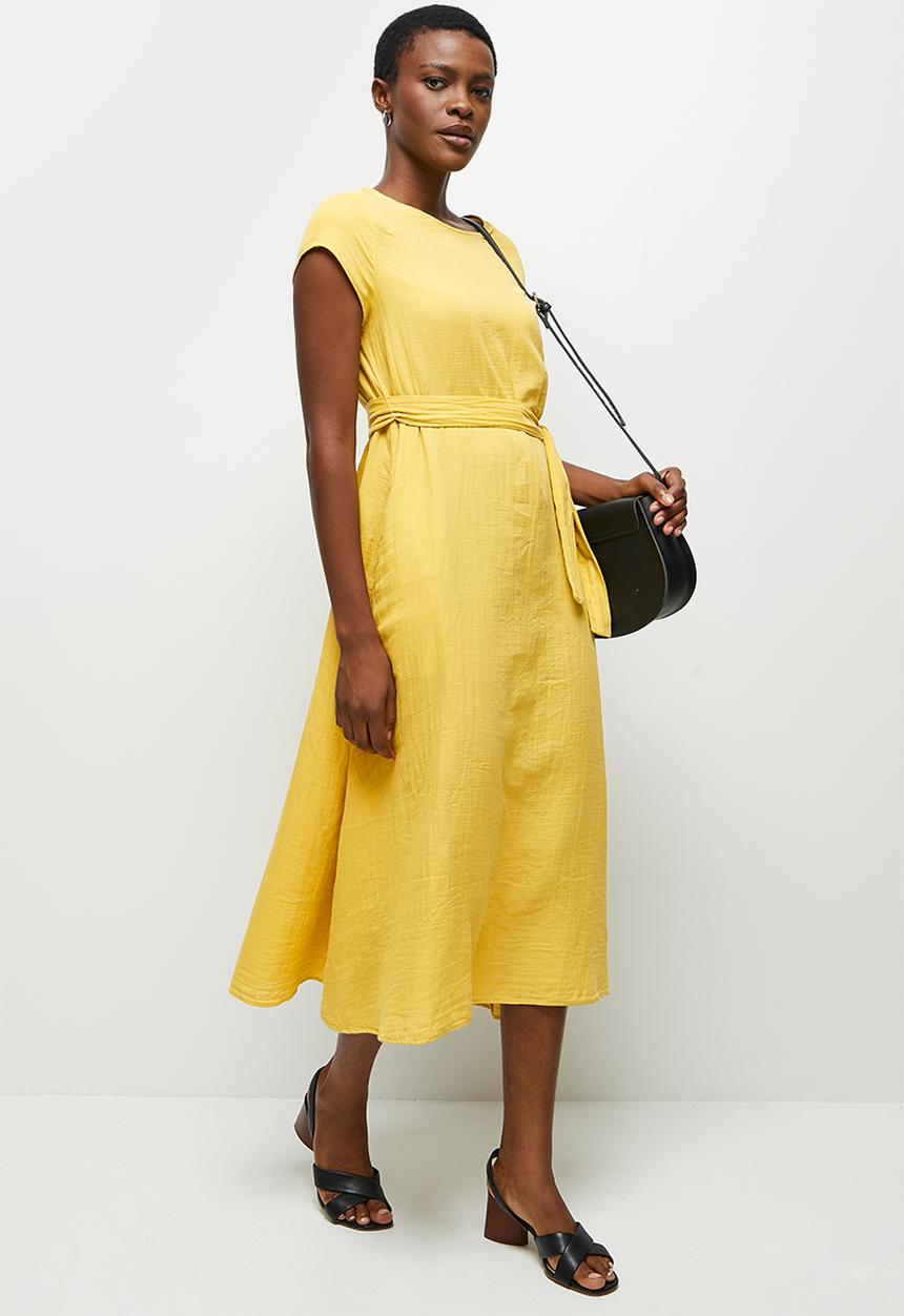 edit - Cotton pocket tunic dress - yellow