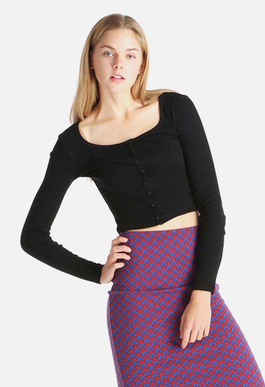 American Apparel - Rib Long Sleeve Crop