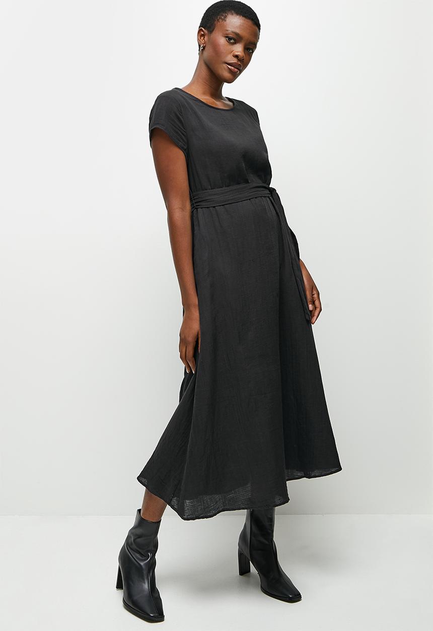 edit - Cotton pocket tunic dress - black