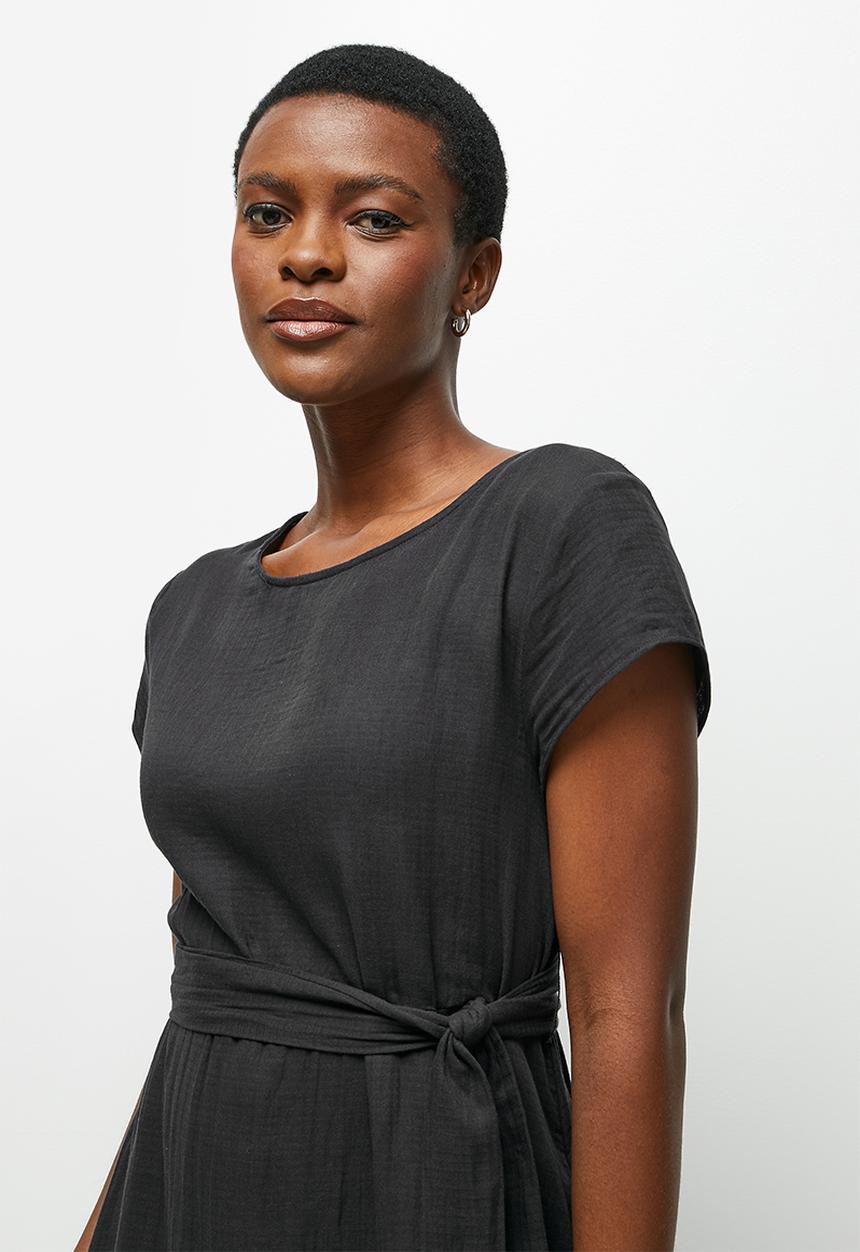 edit - Cotton pocket tunic dress - black