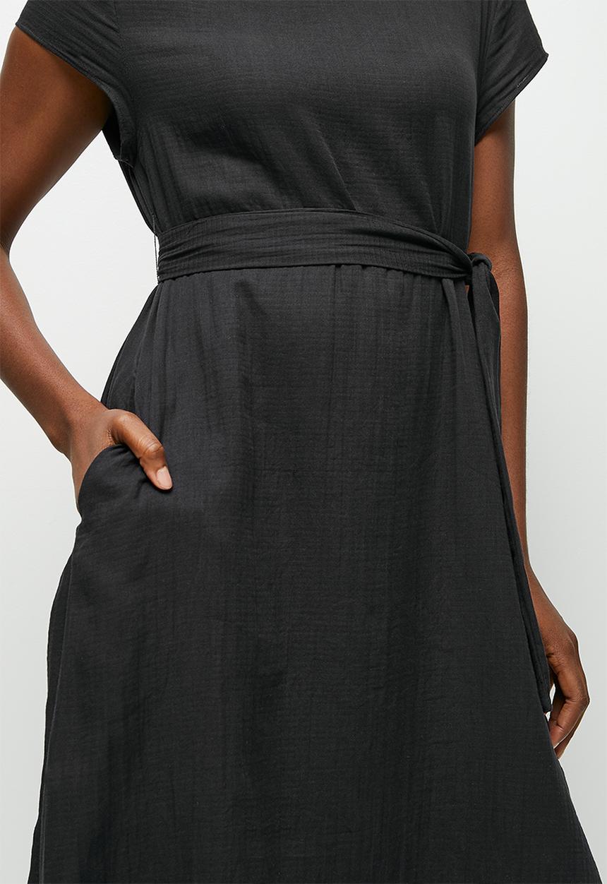 edit - Cotton pocket tunic dress - black