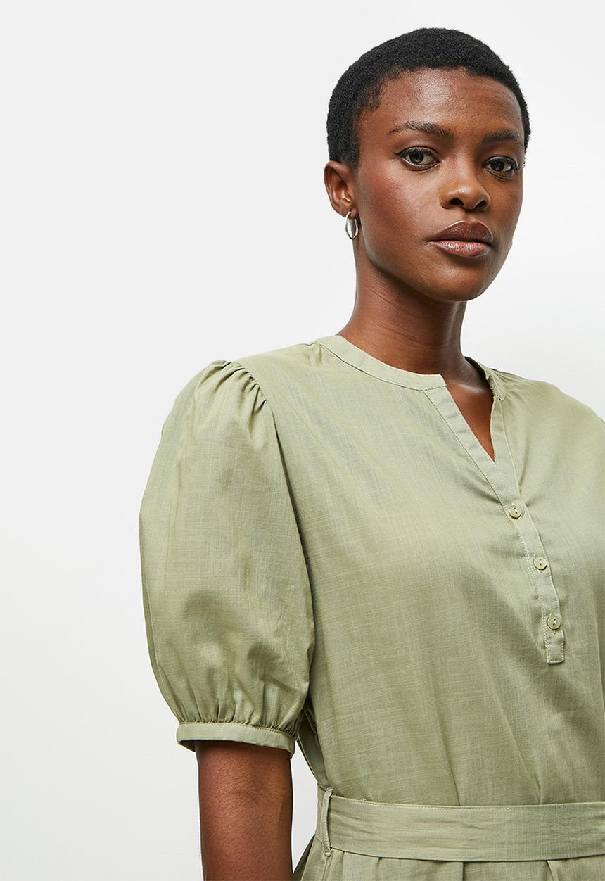 edit - Cotton pocket shirt dress - fatigue