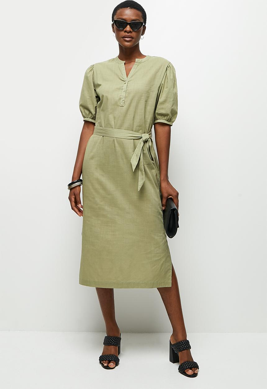 edit - Cotton pocket shirt dress - fatigue