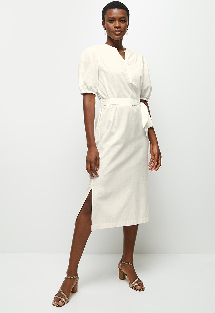 edit - Cotton pocket shirt dress - milk