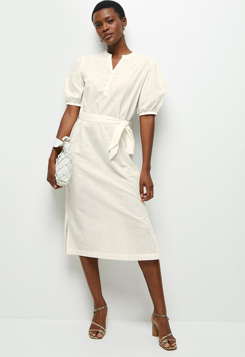 edit - Cotton pocket shirt dress - milk