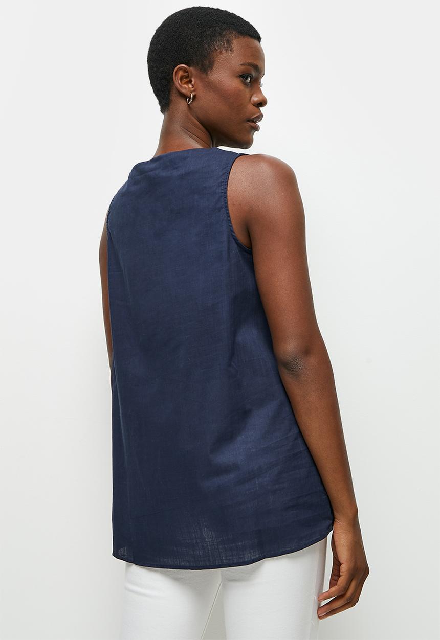 edit - Built up cotton vest - navy