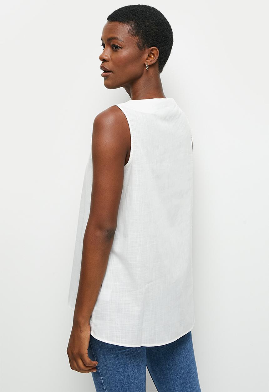 edit - Built up cotton vest - milk